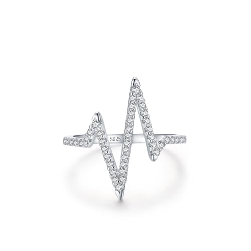 Aotiwe Ring Damen Silber Schlicht, Damenring Silber 925 EKG mit Rundschliff Weiß Zirkonia Größe 57 (18.1) von Aotiwe