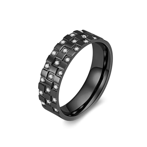 Aotiwe Ring Edelstahl Schwarz, Ring Herren Verlobung Polierter Quadratischer 6mm Zirkonia Ring Männer Größe 60 (19.1) von Aotiwe