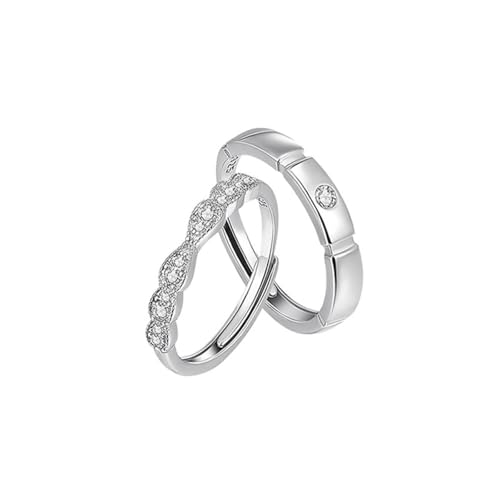 Aotiwe Ring Herren Silber 925, Verlobungsring Herren Silber Band mit Rundschliff Zirkonia Verstellbar von Aotiwe
