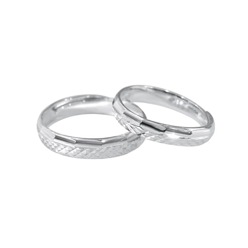 Aotiwe Ring Herren Silber Breit, Paar Ringe Set Glänzender Geometrischer Stil 999 Sterling Silber Verstellbar von Aotiwe