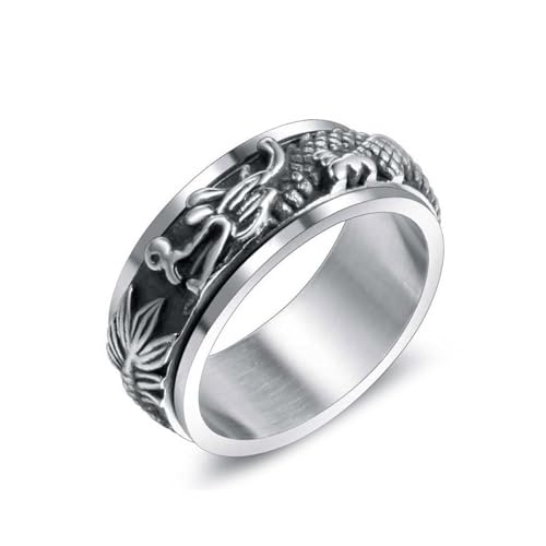 Aotiwe Ring Herren Silber Schlicht, Ringe Herren Retro Angst Spinnering 7,8mm Drache Eheringe Deko Hochzeit Edelstahl Größe 62 (19.7) von Aotiwe