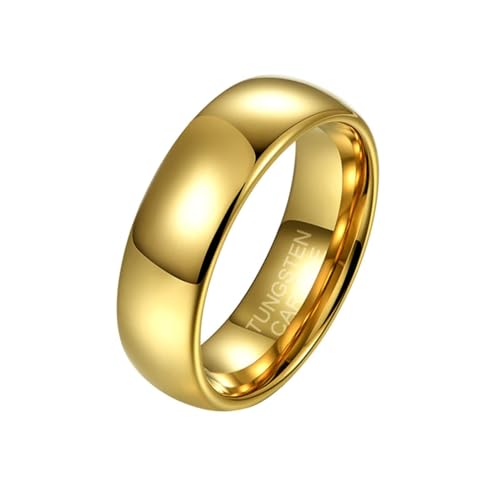 Aotiwe Ring Männer, Cute Rings Einfach Poliert 6mm Gold Freundschaftsringe Dünn Wolfram Größe 49 (15.6) von Aotiwe