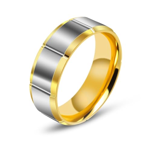 Aotiwe Ring Männer Dünn, Eheringe für Männer Zweifarbig Poliert 6,9mm Silber Gold Ringe Verlobung Edelstahl Größe 57 (18.1) von Aotiwe