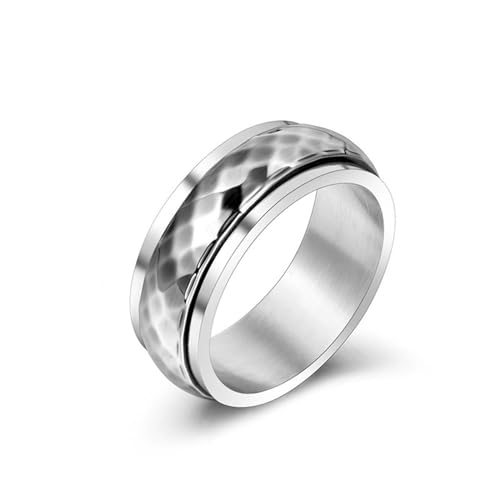 Aotiwe Ring Männer Vintage, Ringe für Herren Spinner 7,8mm Silber Wedding Rings Edelstahl Größe 60 (19.1) von Aotiwe