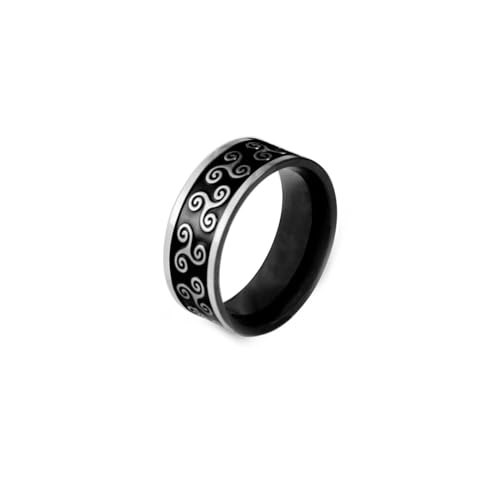 Aotiwe Ring Schwarz Zart, Ring Schmuck Vintage Lenkrad 8mm Ringe Herren Edelstahl Größe 57 (18.1) von Aotiwe