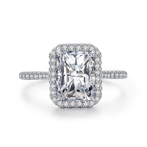 Aotiwe Ring Set Damen, Ringe Silber Rechteckiger Heiligenschein mit Rechteckschliff Weiß Zirkonia 925 Silber Größe 49 (15.6) von Aotiwe