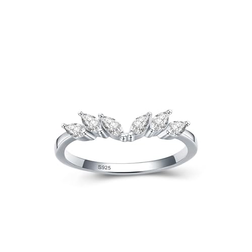 Aotiwe Ring Set Silber 925 Damen, Ring Zeigefinger Damen Silber Edelstein mit Flügelblatt-Einfassung mit Weiß Zirkonia Größe 49 (15.6) von Aotiwe