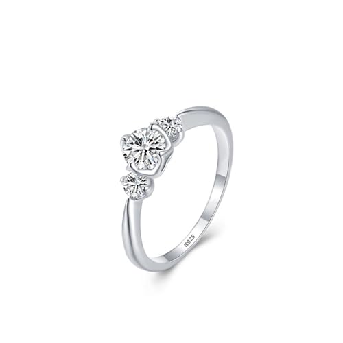 Aotiwe Ring Silber 925, Silber Ringe Retro Einfacher Dreistein mit Rundschliff Weiß Zirkonia Größe 57 (18.1) von Aotiwe