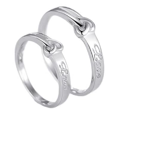 Aotiwe Ring Silber Herren 925, Ring Herren Silber Dünn Herzknoten Verstellbar Geschenke für Männer von Aotiwe