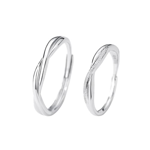 Aotiwe Ring Silber Herren Verstellbar, Männer Ringe Set Linien Kreuzen 999 Sterling Silber von Aotiwe