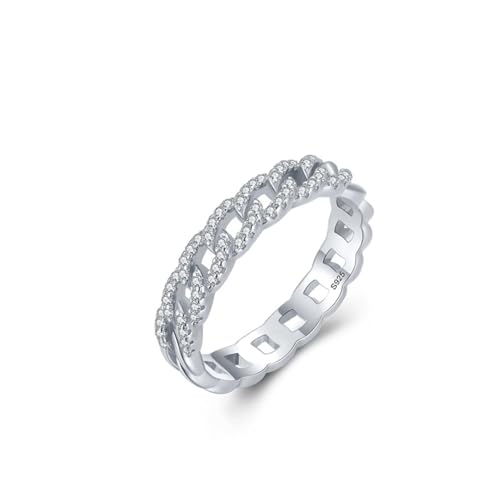 Aotiwe Ring Sterling Silber, Silber Ringe Dünn Hohlkettenband mit Rundschliff Weiß Zirkonia Größe 57 (18.1) von Aotiwe
