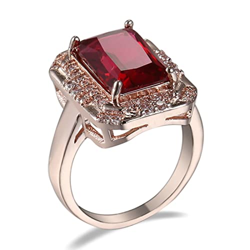 Aotiwe Ring Zirkonia Gold, Ich Liebe Dich Geschenke für Frauen Luxusring Vergoldet mit Rot Strahlend Zirkonia Größe 60 (19.1) von Aotiwe