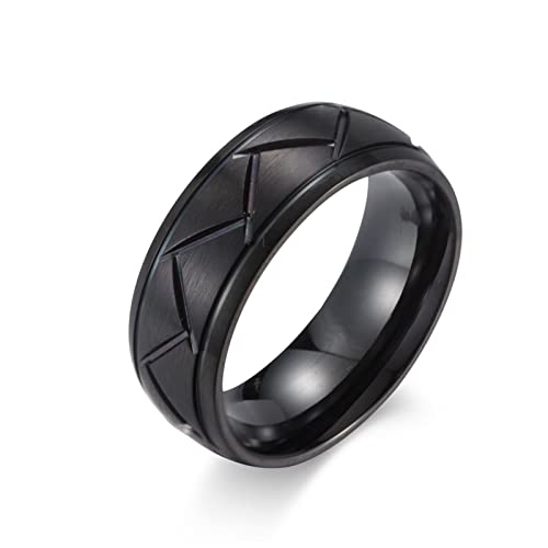 Aotiwe Ringe Aesthetic Vintage, Ring Herren Schwarz Schräger Bogen Schwarz Edelstahl Größe 54 (17.2) von Aotiwe