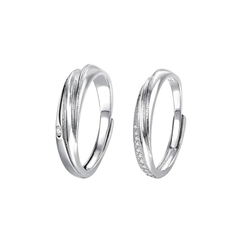 Aotiwe Ringe Damen 925, Damenring Breit Silber Eleganter Stil mit Rundschliff Zirkonia Verstellbar von Aotiwe
