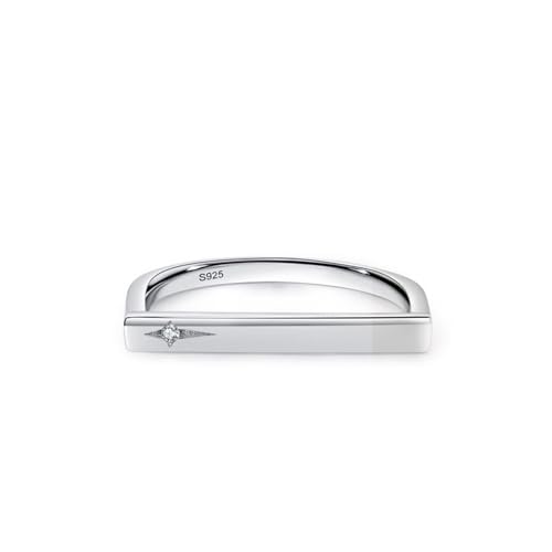 Aotiwe Ringe Damen 925 Silber, Engagement Ring Silber Unregelmäßige Geometrische Form mit Rundschliff Weiß Zirkonia Größe 54 (17.2) von Aotiwe