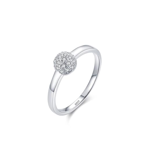 Aotiwe Ringe Damen Dünn, Modeschmuck Ringe Silber Kugelring mit Zirkon 925 Silber Größe 49 (15.6) von Aotiwe