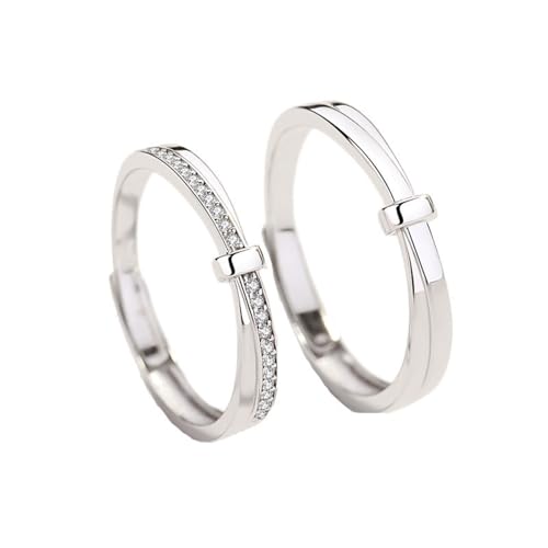 Aotiwe Ringe Damen Silber, Fingerring Damen Verstellbar Eine Bindung Aufbauen mit Rundschliff Zirkonia 925 Silber von Aotiwe
