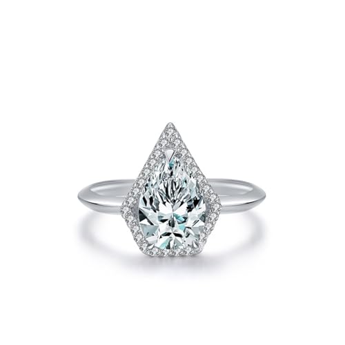 Aotiwe Ringe Frauen Daumen, Heiratsantrag Ring Silber Tropfenförmiger Heiligenschein mit Weiß Zirkonia 925 Silber Größe 52 (16.6) von Aotiwe