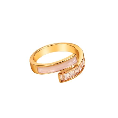 Aotiwe Ringe Frauen Gold, Eheringe Verstellbar mit Champagner Baguette Zirkonia Ringe Damen Zeigefinger von Aotiwe