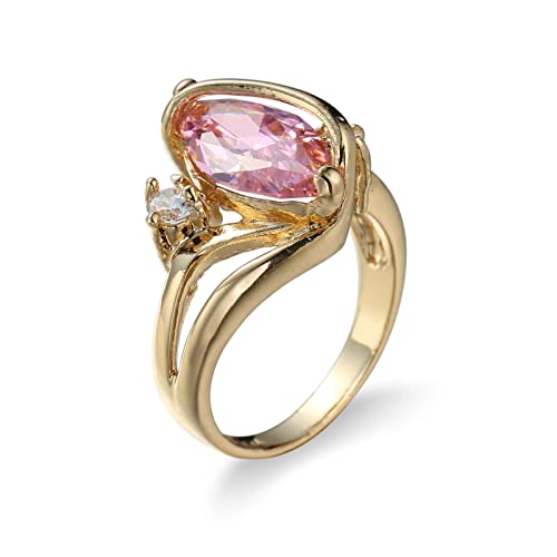 Aotiwe Ringe Frauen Gold, Frauen Geschenke Ideen Geometrie Eingelegter Rosa Zirkon Marquise Vergoldet Größe 57 (18.1) von Aotiwe
