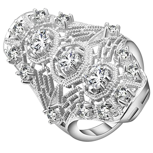 Aotiwe Ringe Frauen Klein, Ring Damen Verlobungsring Voller Diamantring Silber mit Weiß Rundschliff Zirkonia Größe 60 (19.1) von Aotiwe