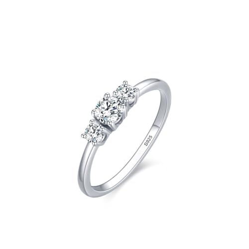 Aotiwe Ringe Frauen Kleine Finger, Ringe Damen Zeigefinger Silber Eleganter Dreistein mit Rundschliff Weiß Zirkonia 925 Silber Größe 52 (16.6) von Aotiwe