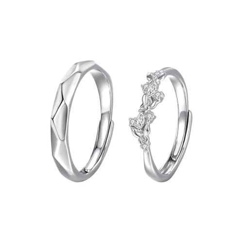 Aotiwe Ringe Frauen Silber, Ringe Frauen Verstellbar Blumenstrauß und Schmetterling mit Rundschliff Zirkonia 925 Silber von Aotiwe