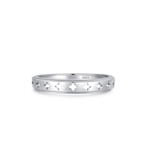 Aotiwe Ringe Frauen für mittelfinger, Schmuck Ringe Damen Silber Hohlsternband 925 Silber Größe 60 (19.1) von Aotiwe