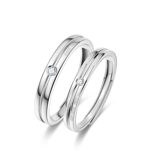 Aotiwe Ringe Herren Silber, Herren Ringe 925 Silber Band mit Rundschliff Zirkonia Verstellbar von Aotiwe