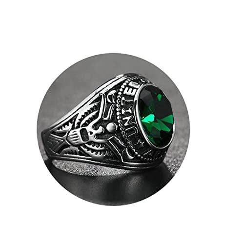 Aotiwe Ringe Männer Rocker, Zeigefinger Ring Herren Amerikanischer Stil Grün mit Oval Zirkonia Edelstahl Größe 57 (18.1) von Aotiwe