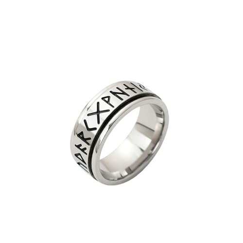 Aotiwe Ringe Silber, Ring Männer Liebe Drehbarer Zahlen Buchstaben Ring aus Titan Stahl Größe 67 (21.3) von Aotiwe