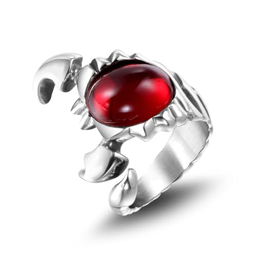 Aotiwe Ringe Silber, Verlobungsring Herren Edelstahl Skorpion mit Rotem Stein Knuckle Ring Größe 60 (19.1) von Aotiwe