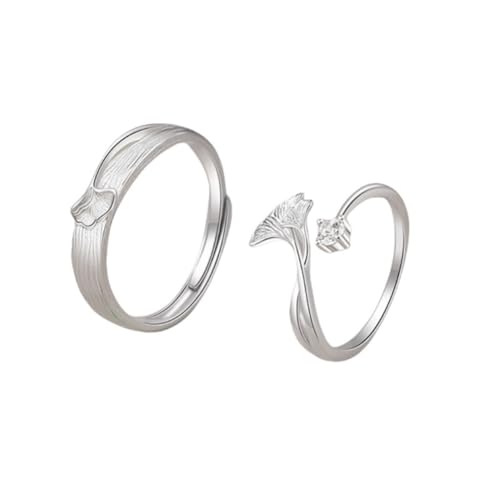 Aotiwe Ringe Silber 925 Mann, Silber Ringe Herren Ginkgoblatt Verstellbar Dankeschön Geschenke von Aotiwe