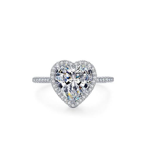 Aotiwe Ringe Verlobung, Damenring Silber 925 Heiligenschein In Herzform mit Weiß Zirkonia Größe 54 (17.2) von Aotiwe