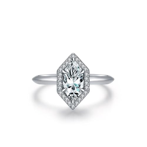 Aotiwe Ringe für Damen mittelfinger, Unisize Ring Silber Sechseck-Heiligenschein mit Marquiseschliff Weiß Zirkonia 925 Silber Größe 60 (19.1) von Aotiwe