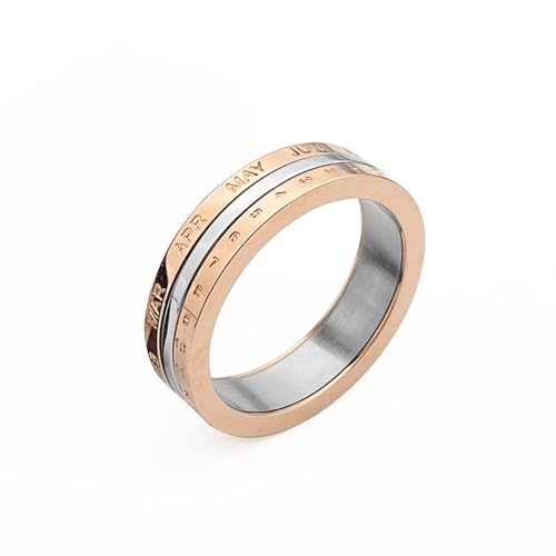 Aotiwe Rosegold Ring, Ringe Frauen für mittelfinger Spinner mit Kalender Freundschaftsringe Freundinnen Edelstahl Größe 65 (20.7) von Aotiwe