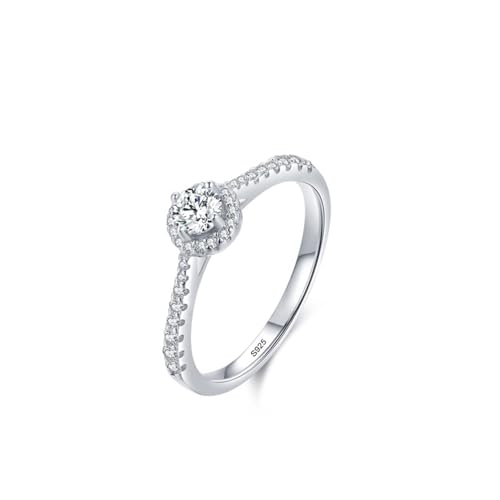 Aotiwe Silber Ring Damen 925, Ringe Damen Zeigefinger Silber Runder Heiligenschein mit Weiß Zirkonia Größe 60 (19.1) von Aotiwe