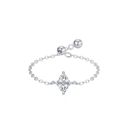 Aotiwe Silber Ring Damen 925, Ringe In Silber Einstellbare Offene Blattform mit Rundschliff Weiß Zirkonia Größe Verstellbar von Aotiwe
