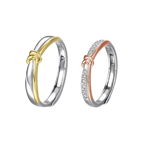 Aotiwe Silber Ring Herren 925 Vintage, Herren Ringe Silber Gold Knoten Verstellbar Geschenk Vatertag von Aotiwe