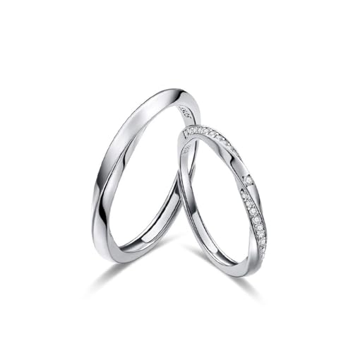 Aotiwe Silber Ring Herren 925 Vintage, Silber Ringe Man Möbiusband mit Rundschliff Zirkonia Verstellbar von Aotiwe