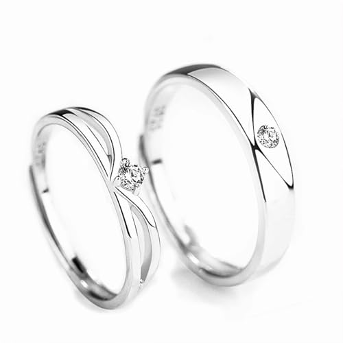 Aotiwe Silber Ring Mann, Herren Ringe 925 Silber Set Rhombisch mit Rundschliff Zirkonia Verstellbar von Aotiwe