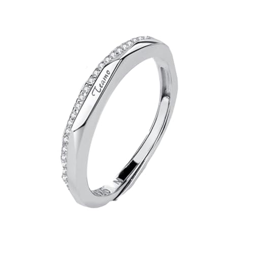 Aotiwe Silber Ringe Damen, Verlobungsring Damen Silber 925 Polieren des Einfachen Stils mit Rundschliff Zirkonia Verstellbar von Aotiwe