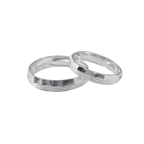 Aotiwe Silber Ringe Ehe, Ring Verlobung Glänzender Geometrischer Stil Paar 999 Sterling Silber Verstellbar von Aotiwe
