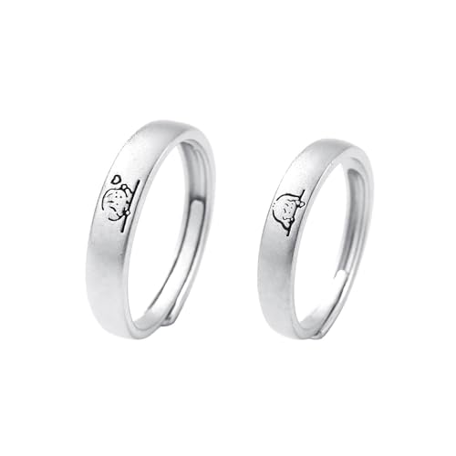 Aotiwe Silber Ringe Herren Set, Verlobungsringe für Herren Junge und Mädchen 999 Sterling Silber Verstellbar von Aotiwe
