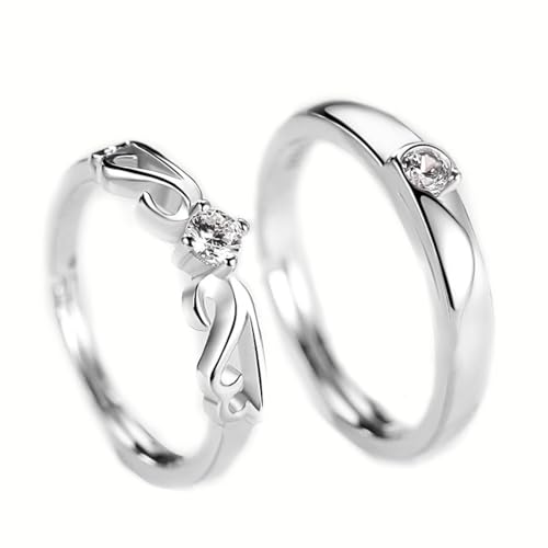 Aotiwe Silber Ringe Mann, Ring Männer 925 Engelsflügel mit Rundschliff Zirkonia Verstellbar von Aotiwe