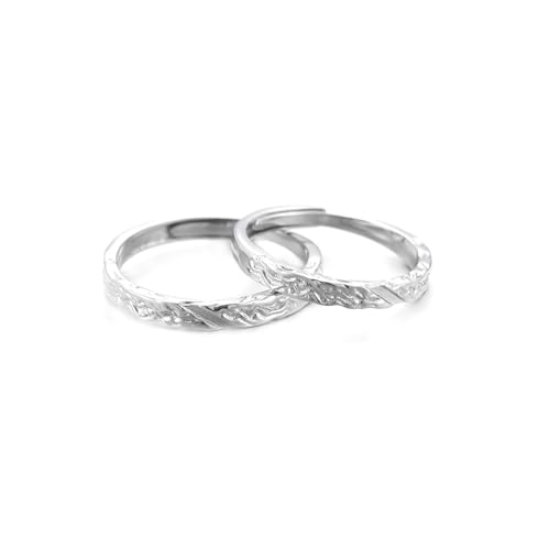 Aotiwe Silber Ringe Retro, Eheringe 925 Silber Rindenstruktur Paar Verstellbar Witzige Geschenke von Aotiwe