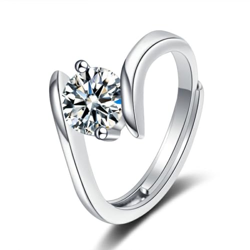 Aotiwe Silber Ringe Set, Eheringe Deko Hochzeit 2 Krallen mit 0,5 ct Zirkonia Engagement Ring Größe Verstellbar von Aotiwe