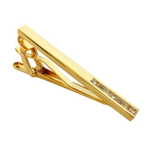 Aotiwe Tie Clip, Krawattennadel Retro Runden Gold Weiß Krawattenklammer mit Rechteckschliff Zirkonia aus Messing von Aotiwe