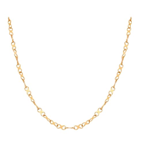 Aotiwe Vergoldete Kette Damen, Kette Damen Hochzeit Unendliches Reisperlenquadrat Necklace Women Mom Edelstahl 45cm von Aotiwe