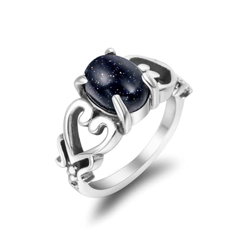 Aotiwe Verlobungsring, Ring Schmuck Herz mit Blauem Stein Silber Ringe Herren Edelstahl Größe 57 (18.1) von Aotiwe